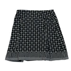 J Jill Wearever Womens A-Line Stretch Skirt Medium Petite Geometric Black Gray